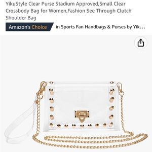 USED ONCE Clear Gold-Studded Adjustable Strap Purse